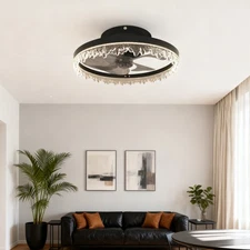 Modern LED 16 in Fan Light Flush Mount Ceiling Fixture kit w APP Remote Control