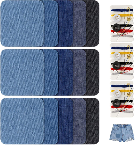 15 StüCk Jeans Flicken Zum AufbüGeln, 7.8×7.8CM Stoff-Reparaturflicken Jeans Fli-image