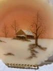 Vintage Fenton Custard Satin Glass Plate Sunset Plate Barn Farm