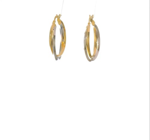 25.22mm 14k Yellow & White Gold Polished Twist Double Hoop Earrings - Video 1 of 1