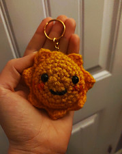Sun Crochet Keychain Handmade Amigurumi Yellow Orange Three Inches