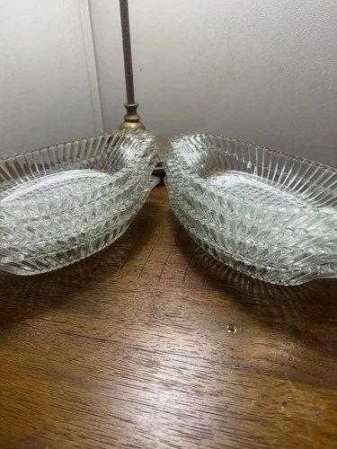 Set of 8 Jeanette Banana Split Hobnail Bowls Clear Glass VTG Anchor Hocking 6"