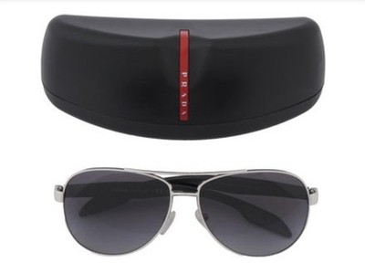 Prada Linea Rossa Lifestyle PS 53PS 1BC5W1 Steel Metal Polarized Sunglasses