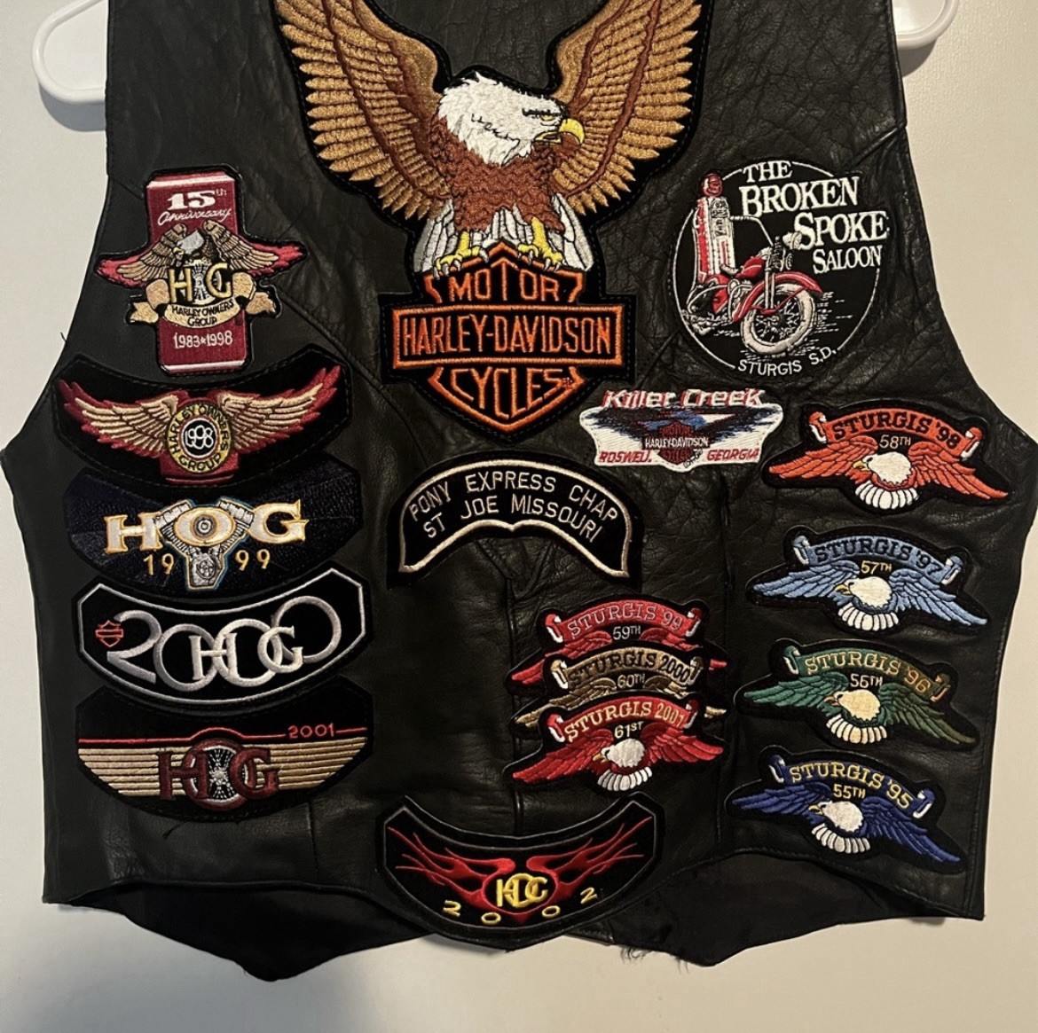 Vintage Hudson Leather Biker Vest With Sturg Patches Woman Medium Collectible image 2