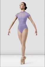 NWT Womens Mirella Chevron Cap Sleeve Lavender Dance Leotard Small A12 
