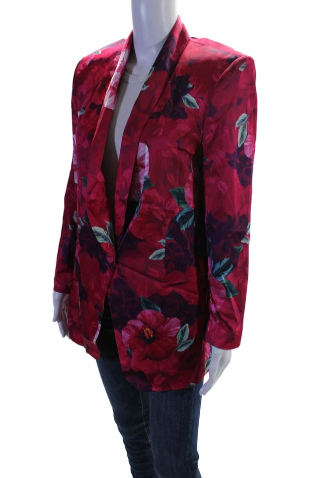 Jaqueta Blazer Pinko Feminina Gola Floral Manga Longa Botões Rosa Tamanho 2 - Imagem 3 de 4