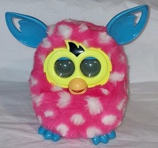 Furby Boom Pink White Polka Dots SEE VIDEO Blue Hasbro Interactive Toy 2012