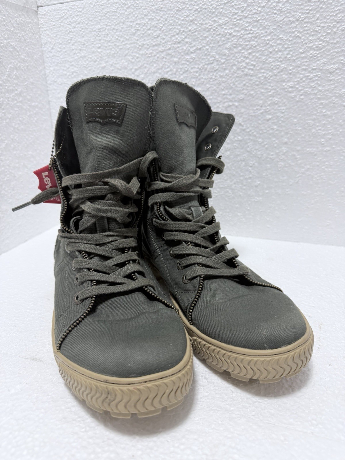 Levi’s Men’s Canvas High Top Boots Side Zip Gray Size 12 EU 46.5