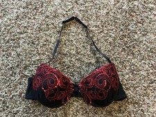 Fredericks Of Hollywood Lace Balconette Bra Medium Red/Black EUC