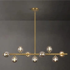 Mid Century Modern Globe Sputnik Chandelier, 9-Light Linear Chandelier 