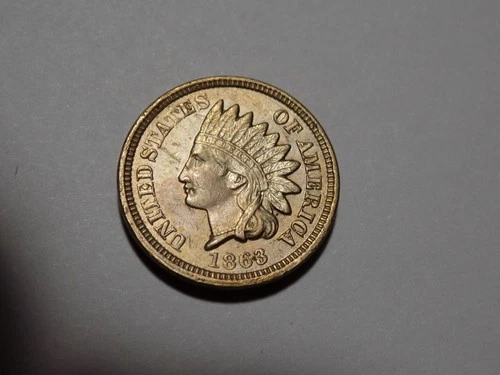 1863 Indian Cent - AU Condition