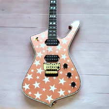 USA Iceman Red White Star Electric Guitar Black Fretboard Gold Parts FR Bridge
