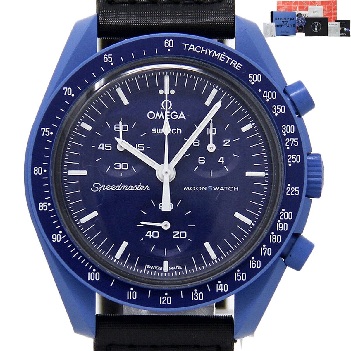 RARE Swatch Omega Mission To Neptune Moonswatch Blue SO33N100  box/warnty/receipt