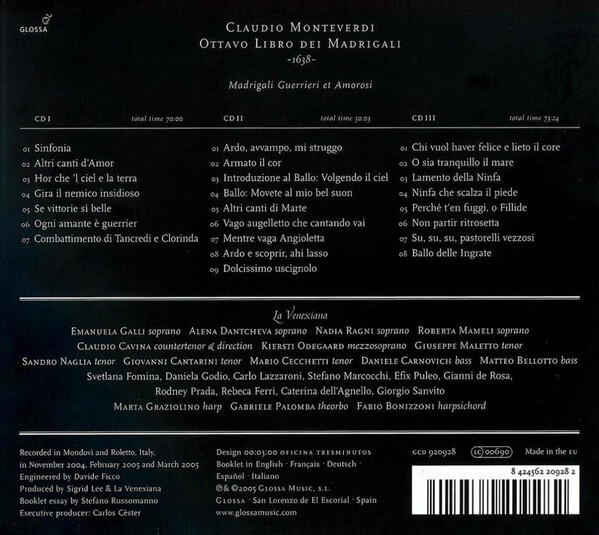 【中古】 D’india；Ottavo Libro Madrig InsiemeVocaleDaltrocanto ,Tab Claudio Monteverdi / Ottavo Libro Dei Madrigali / CD