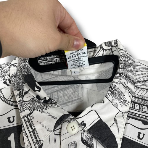 Vintage Big Dogs Button Up Shirt Mens L White All Over Print USA Landmarks Retro - Picture 4 of 7