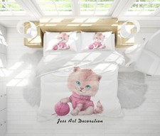 3D Cat Cartoon Kids Quilt Cover Set Duvet Cover Bedding Pillowcases