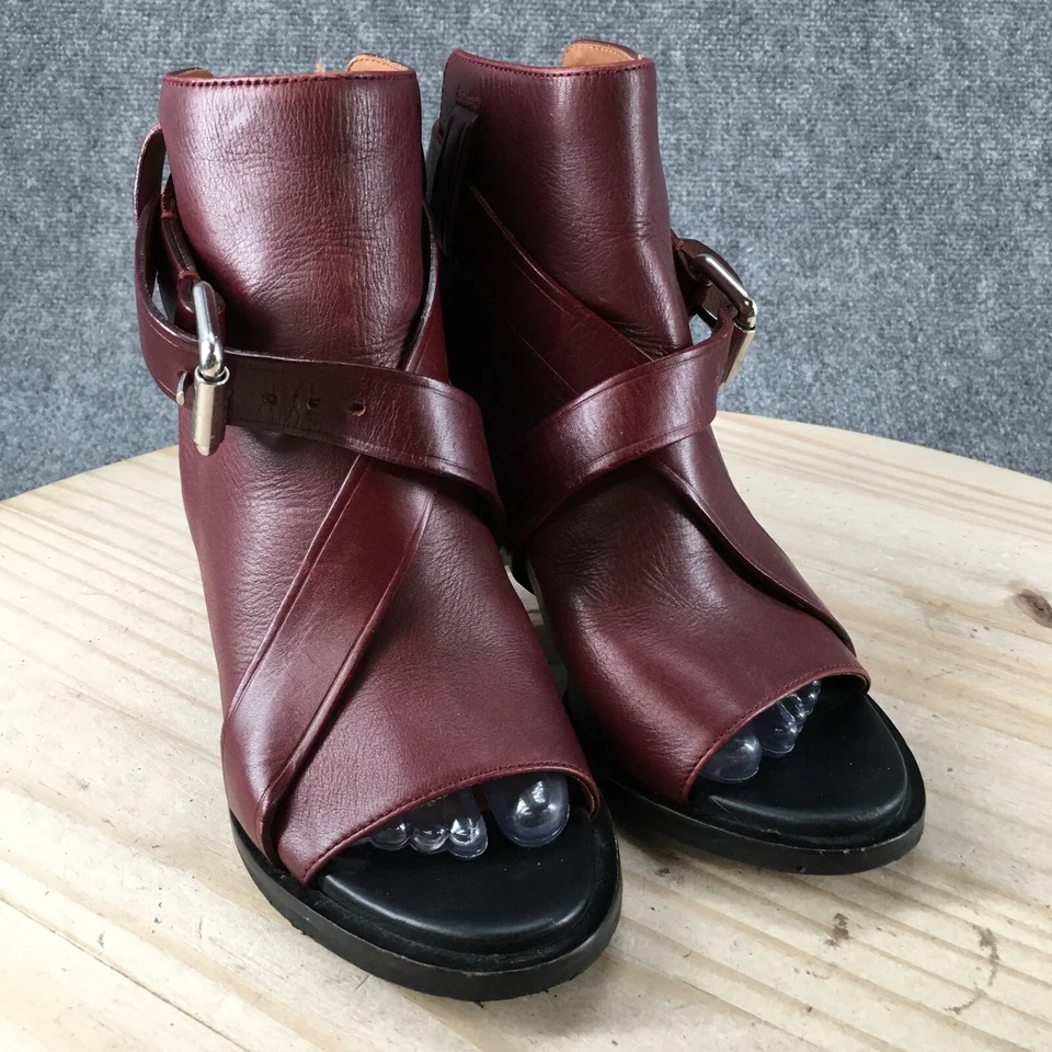 & Other Stories Botas Mujer 38 Punta Abierta Botines Tacones Informales Cuero Rojo Foto 3 de 4