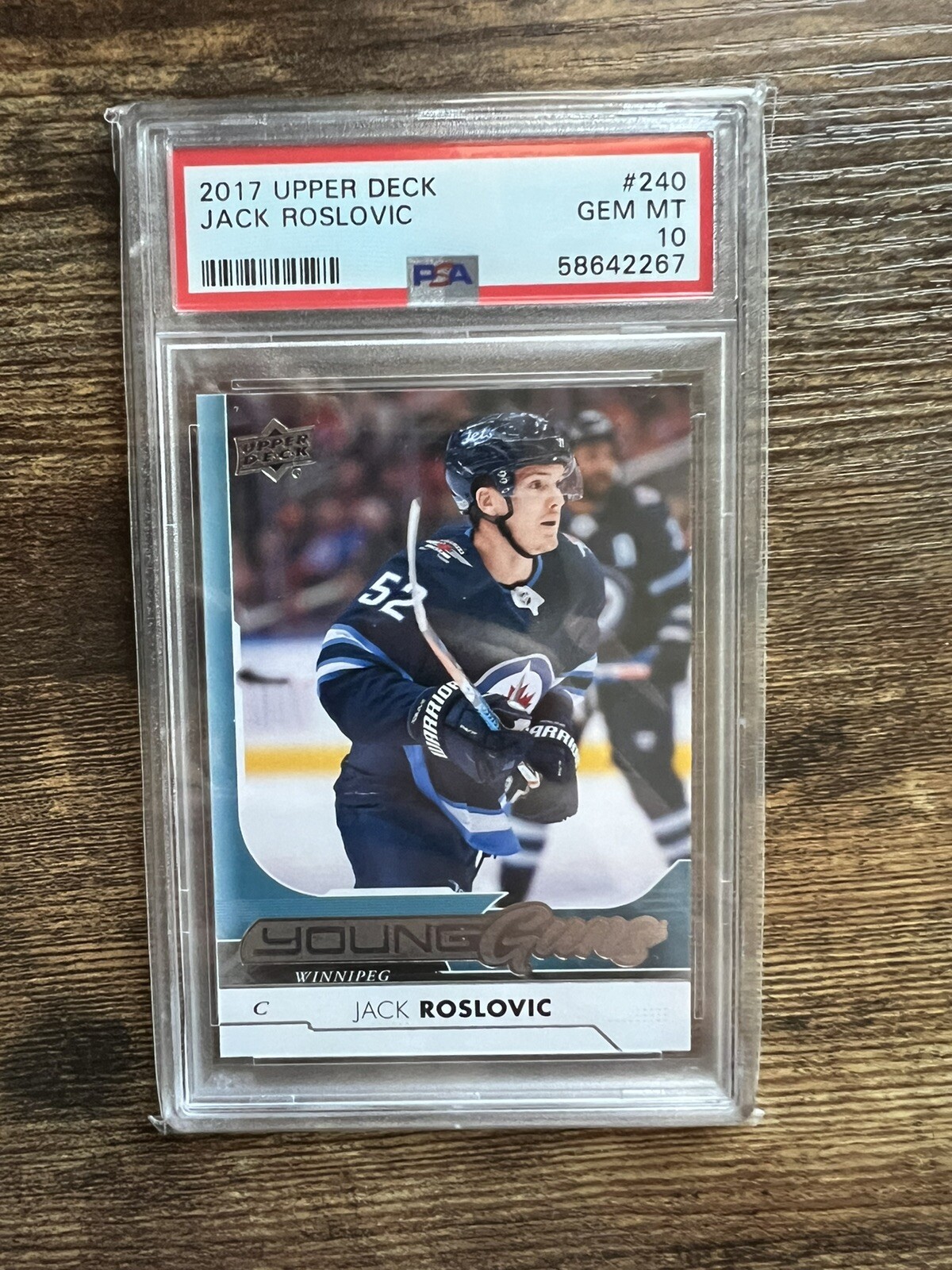 2017-18 UD Young Guns #240 Jack Roslovic (RC) PSA 10 Winnipeg Jets NY Rangers
