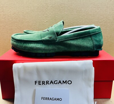 NEW Salvatore Ferragamo Dougan Lug-Sole Forest Green Suede  display picture 2