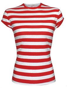 womens red and white striped t shirt