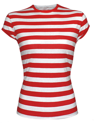 women's red and white striped t shirt