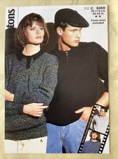 Patons knitting pattern 8459. DK shirt style sweater 30-44". NEW, old stock.