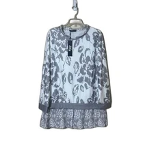 NWT Lily Gray Layered Floral Blouse XL 