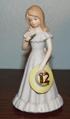 Vintage 1982 Enesco Growing Up Birthday Girls Age 12 Blonde Bisque Figurine 