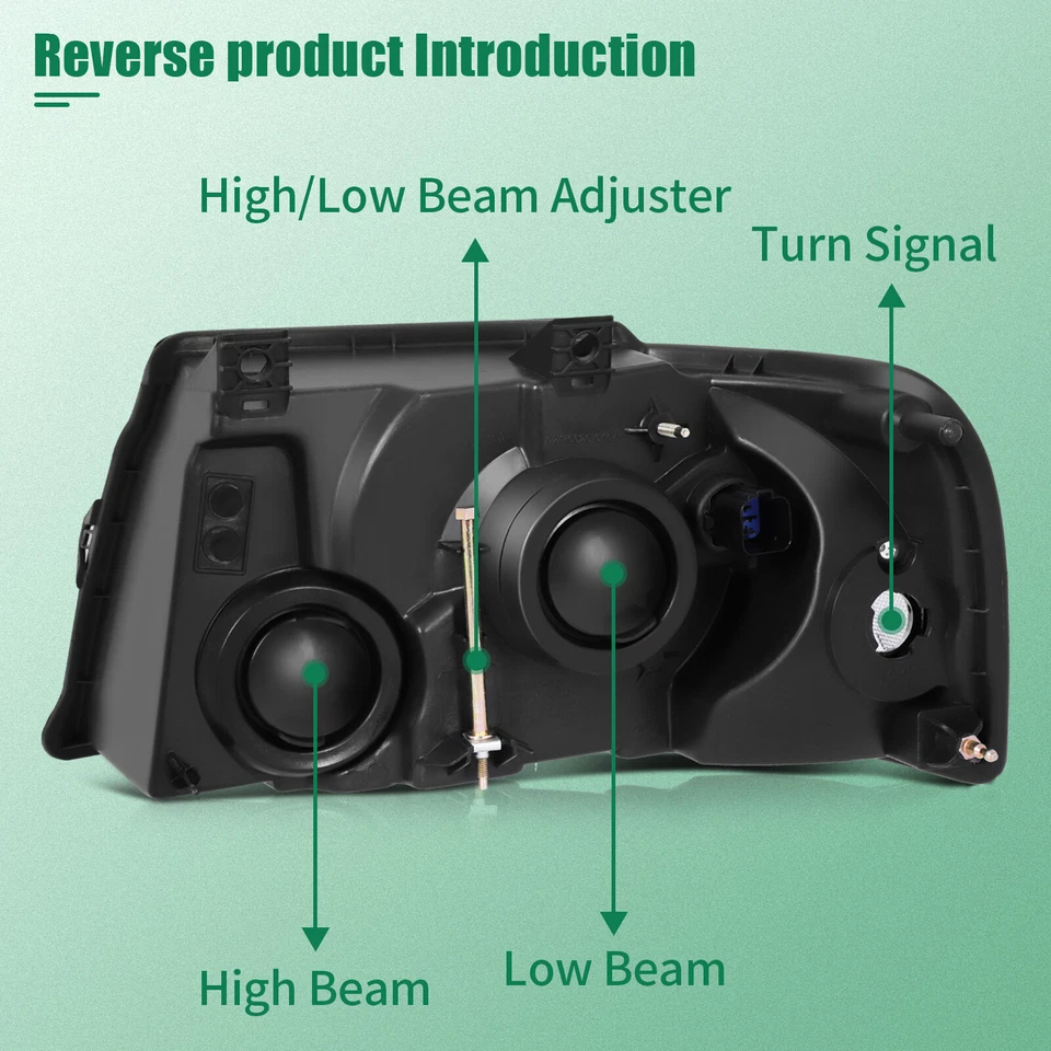 Fits 2003-2006 Ford Expedition Headlights Assembly Replacement Pair Left + Right - Изображение 3 из 4