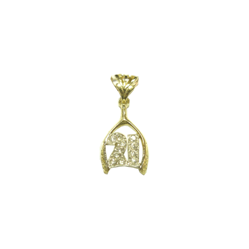 9ct Gold Wishbone Stone Set ' 21 ' Charm. - Picture 1 of 1
