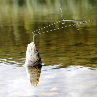 automatic spring loaded fishing hooks 15pcs Automatic Fishing Spring Device Stainless Steel Spring Loaded Speed  Hook