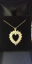 Authentic 14k Yellow Gold Ladies Diamond Heart Pendant With Chain