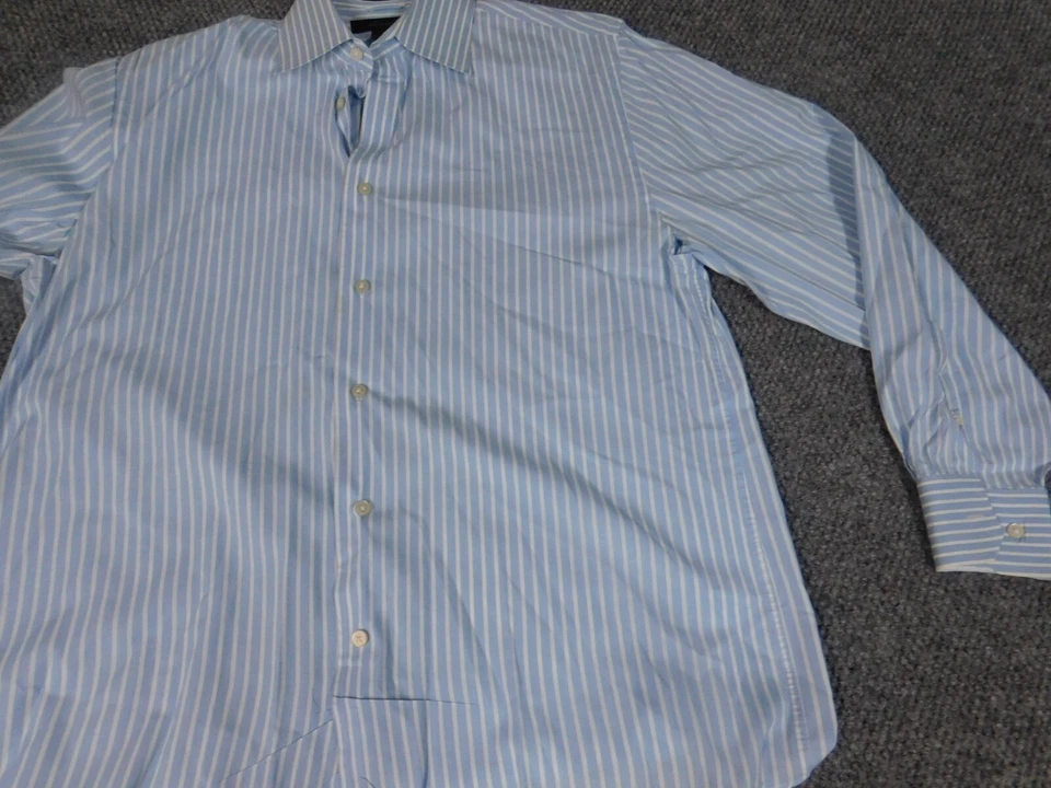 Express Mens Shirt Medium Blue striped button down stretch - Image 3 of 4
