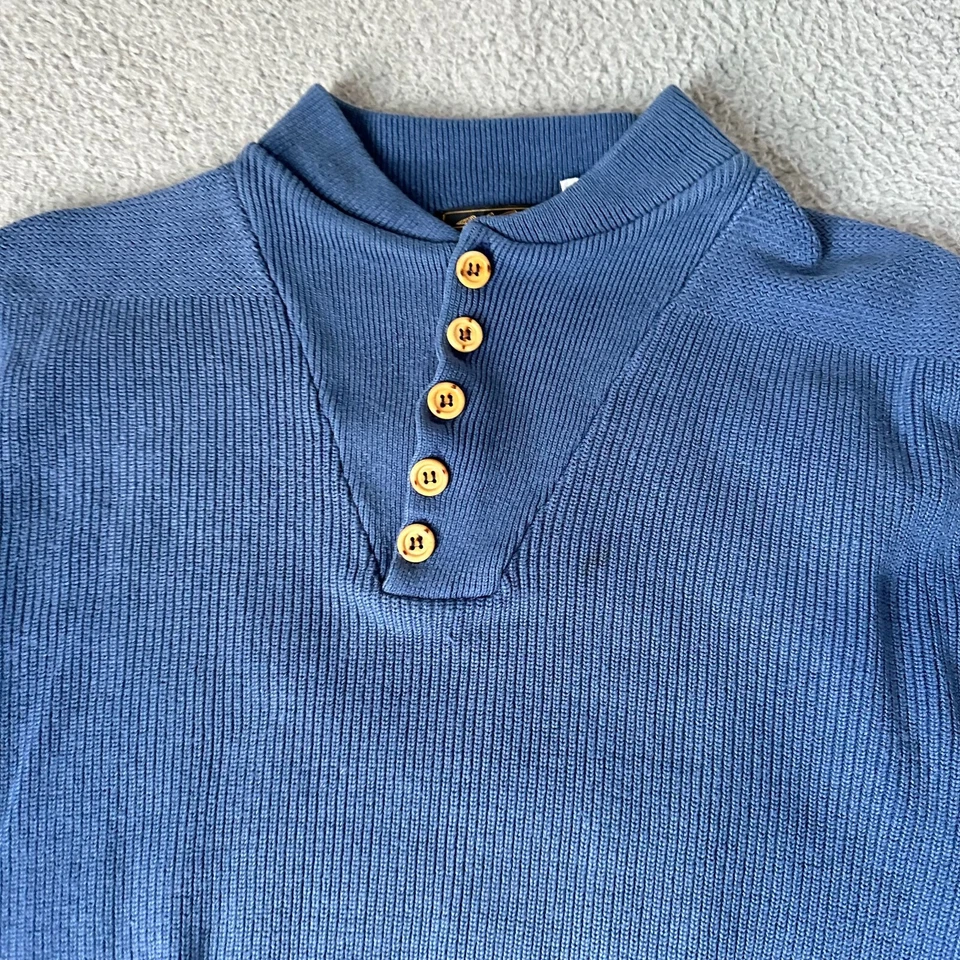 Suéter De Colección Eddie Bauer Para Hombre Extra Grande XL Alto Azul Pescadores Henley 1A Foto 2 de 4