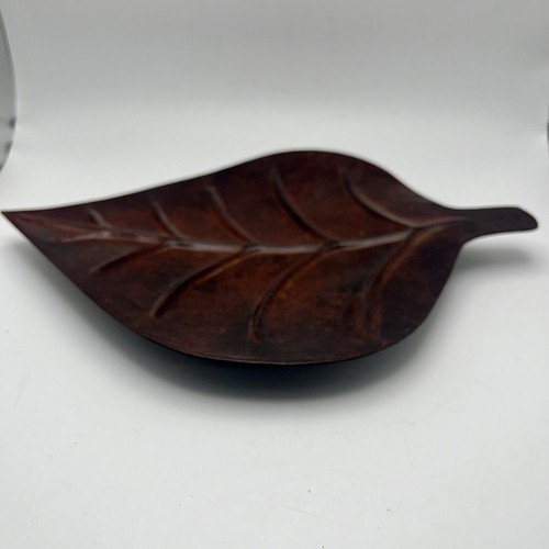 Metal Leaf Platter Bronze Tone Tray 3 Feet Trinket Plate Fall Decor Rustic 11.25 - Picture 2 of 10