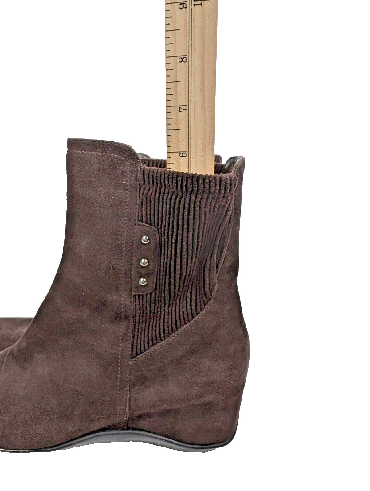 Aquatalia Versa Chelsea Wedge Ankle Boots Brown Suede Leather Women's ...