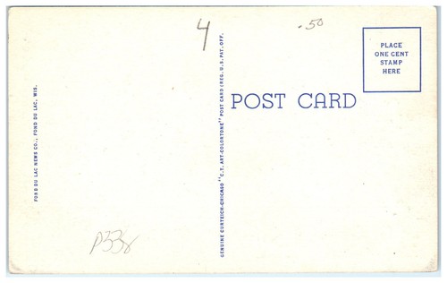 Postcard Lakeside Park & Zoo Center Fountain Flowers Fond du Lac Wisconsin 1939 - Picture 2 of 3