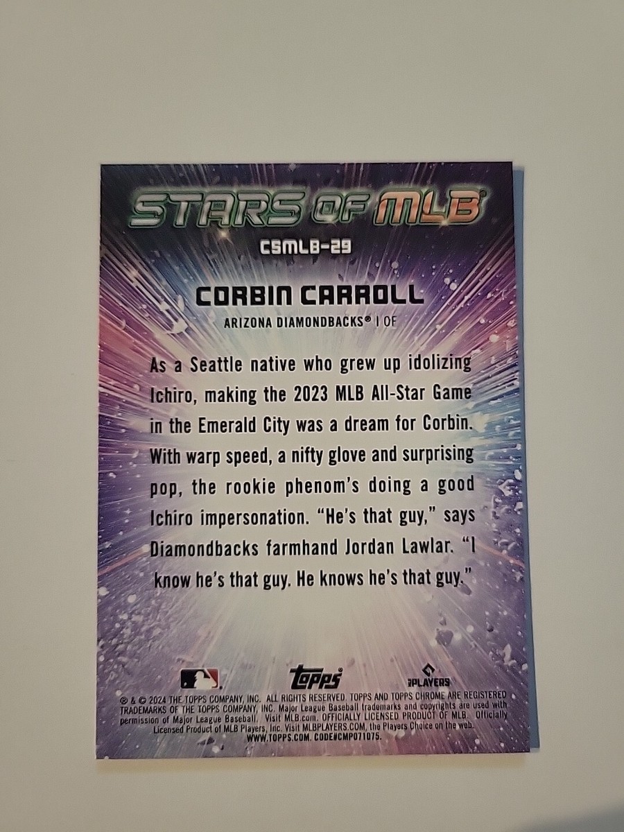 コービン・キャロル
Corbin Carroll 2024 Topps Series 1 Corbin Carroll Arizona Diamondbacks #156