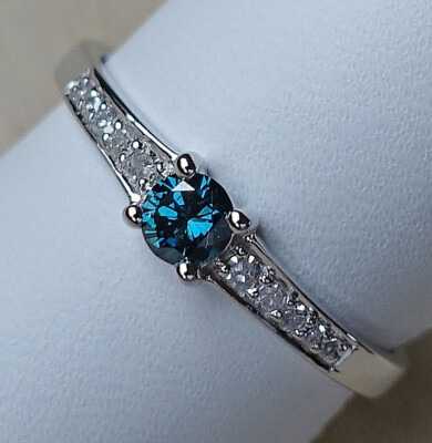 NEU Blau Weiss   Brillant Ring aus 375 Gold Ring Brillanten Diamant Gr 66 9280