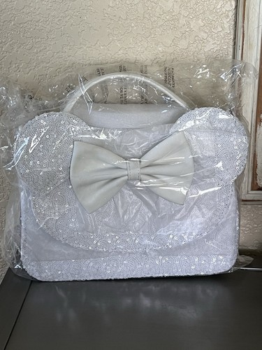 LOUNGEFLY Disney Minnie Mouse Sequin Wedding Crossbody Bag Purse White Bride New - Picture 6 of 7
