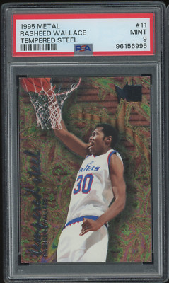 Metalin Rasheed 1 1995 Fleer Metal Rasheed Wallace #11 Tempered Steel Insert SSP PSA 9 ...