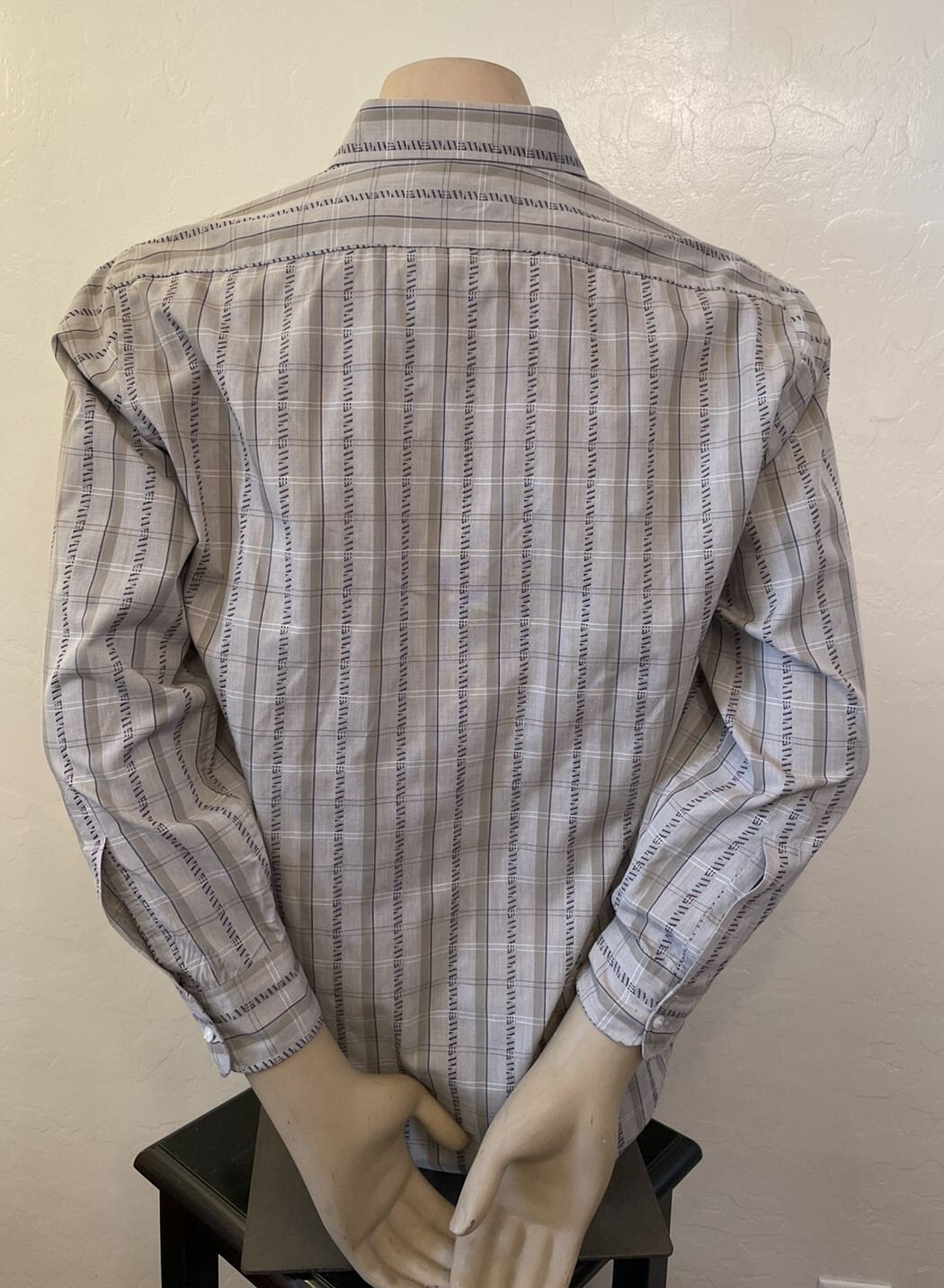 Camicia vintage YSL Yves Saint Laurent a maniche lunghe abbottonate taglia 16 32 33 marrone da uomo