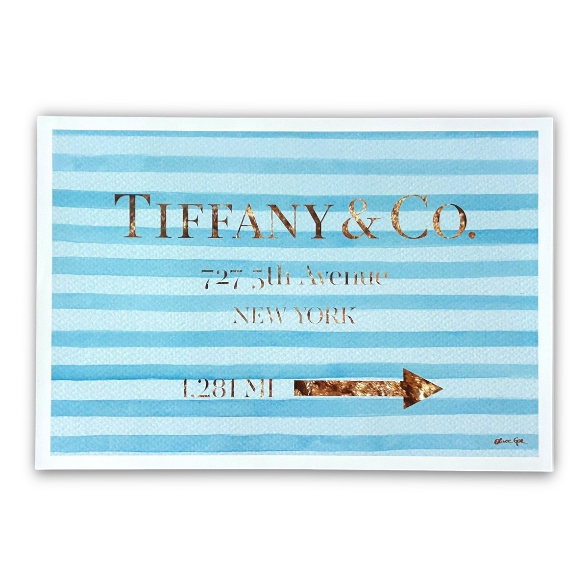 OLIVER GAL オリバー ガル　ティファニー New Tiffany & Co. Blue Gold Jewelry Road Sign 13x19 Oliver