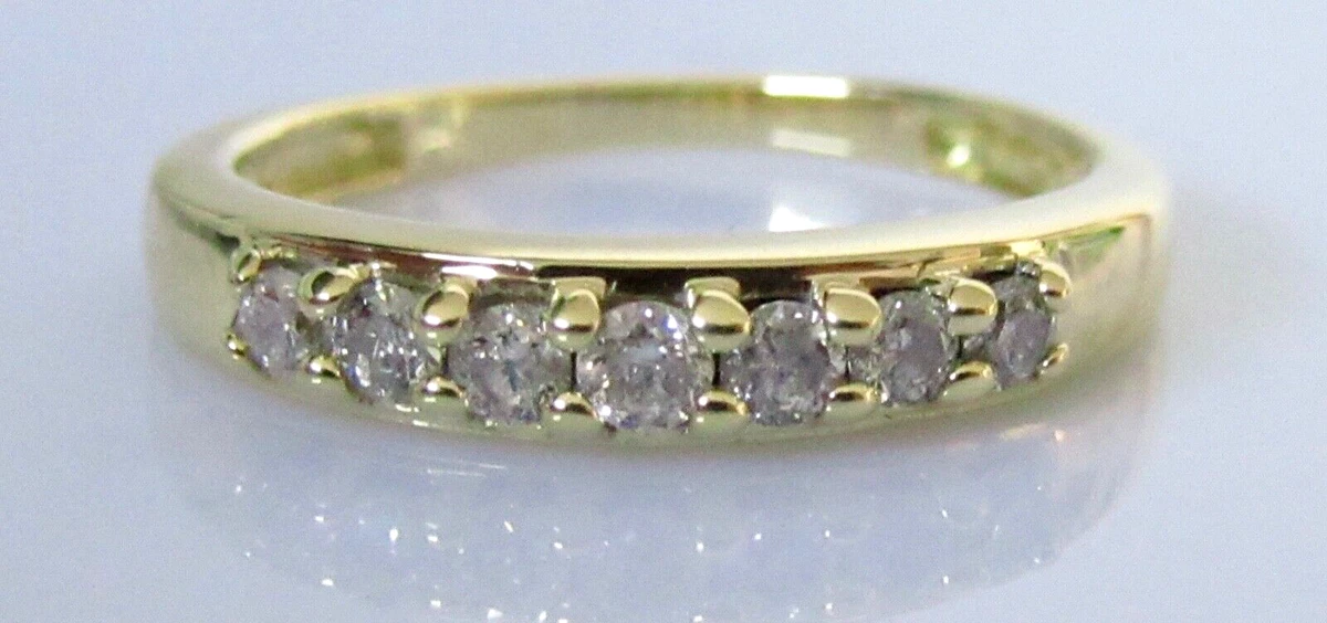 Gold Diamond Ring 18ct Yellow Gold 7 Stone Diamond Ring Band Size H 1 2