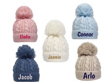 Baby Pom Hat Lightweight But Warm Very Soft Knit 0-12 Months 5 Colours