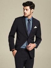NEW Banana Republic Modern Slim-Fit Navy Wool Suit Blazer Jacket, Navy SIZE 42