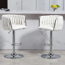 Set of 2 Swivel Bar Stools Adjustable Counter Height Bar Chairs for Kitchen US