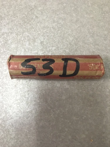 1953 D Lincoln Wheat Cent Pennies ~ Circulated ~ Full Roll of 50 ~ G - XF