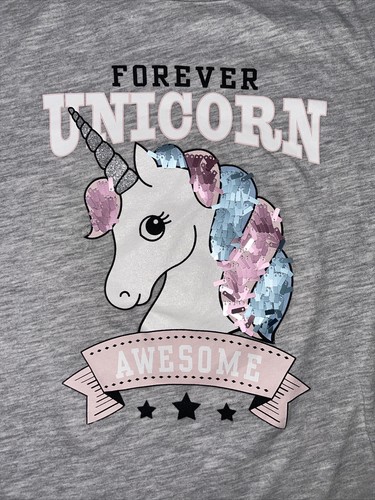 Preowned- H&M Short Sleeve Crewneck Unicorn T-Shirt Girls (Size 10–12Y) - Picture 3 of 6