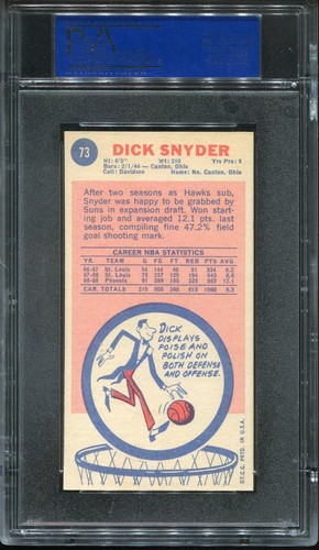 1969 Topps Basketball # 73 Dick Snyder (NM-MT) PSA 8 - Picture 2 of 2